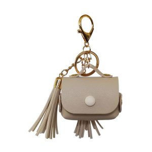 PU lederen AirPods Pro case met kwastjes ontwerp - beige