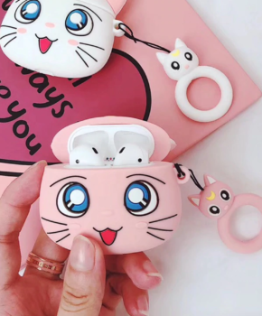 Cartoon Silicone Case voor Apple Airpods Pro - Pink luna cat