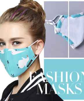 Katoenen fashion Gezichtsmasker met oorlussen - groen -wasbaar