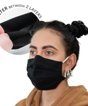 Dubbellaags streetwear masker met filterzak + 3 filters zwart