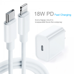 18 watt PD snellader type usb C  -wit + USB-C naar USB-C kabel