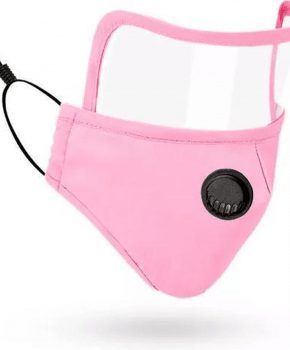 Mondmasker - mondkapje met oogbescherming / spatscherm - roze