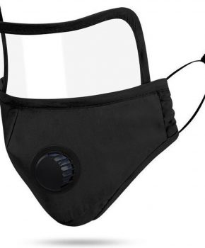 Mondmasker - mondkapje met oogbescherming / spatscherm - zwart
