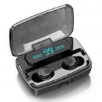 draadloze headset BT 5.0 met lcd en powerbank - zwart