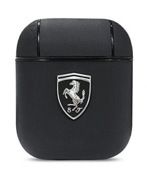 Ferrari FEOA2LEBK AirPods 1 /2 case zwart - Off Track - echt leer