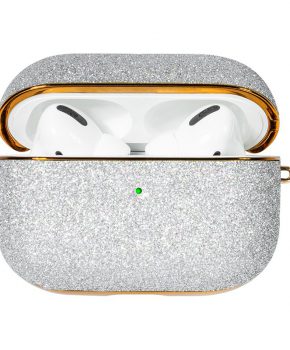 Kingxbar Bling shiny glitter case voor AirPods Pro - zilver