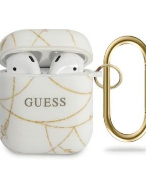 GUESS AirPods 1 & 2 Hoesje - Gold Chain Collection - Wit