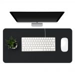 Eco lederen bureau mat XL - 90x45cm - zwart - waterafstotend