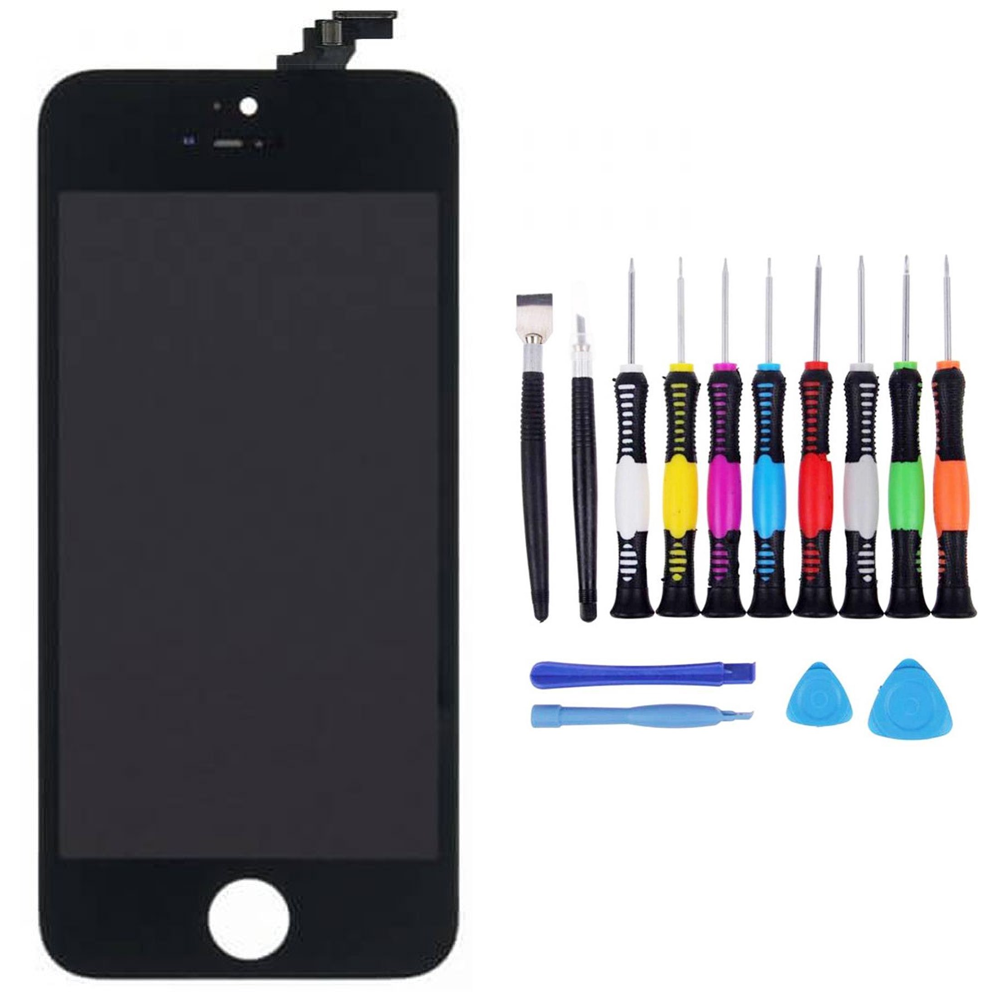 Voor iPhone 5s Scherm zwart -  met 16-delig professionele reparatiekit