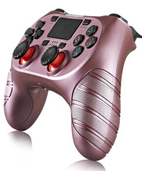 Draadloze controller geschikt voor Playstation 4 met trilfunctie - roze