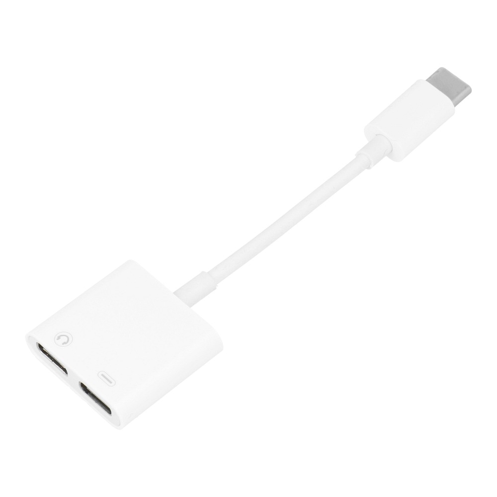 Adapter HF/audio + opladen Type C naar Type C wit BOX