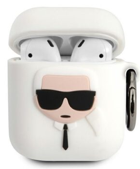 Karl Lagerfeld AirPods 1/ 2 case wit Silicone Ikonik