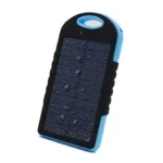 Draagbare zonnelader met dubbele USB-LED- en karabijn- blauw