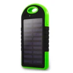 Draagbare zonnelader met dubbele USB-LED- en karabijn- groen