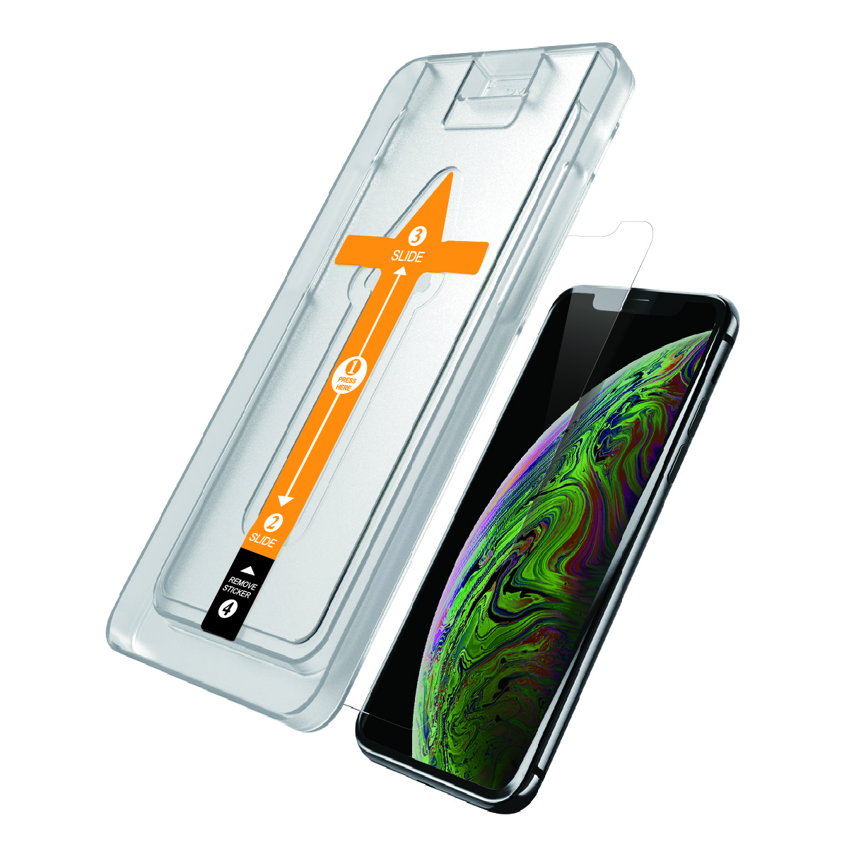 8582284665X_8430151375.jpg iPhone XS Max Tempered Glass Premium - Case Friendly met Applicator - Afbeelding 1