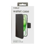 Celly Wally Bookcase iPhone 15 Plus Premium Beschermhoes Zwart - Afbeelding 2