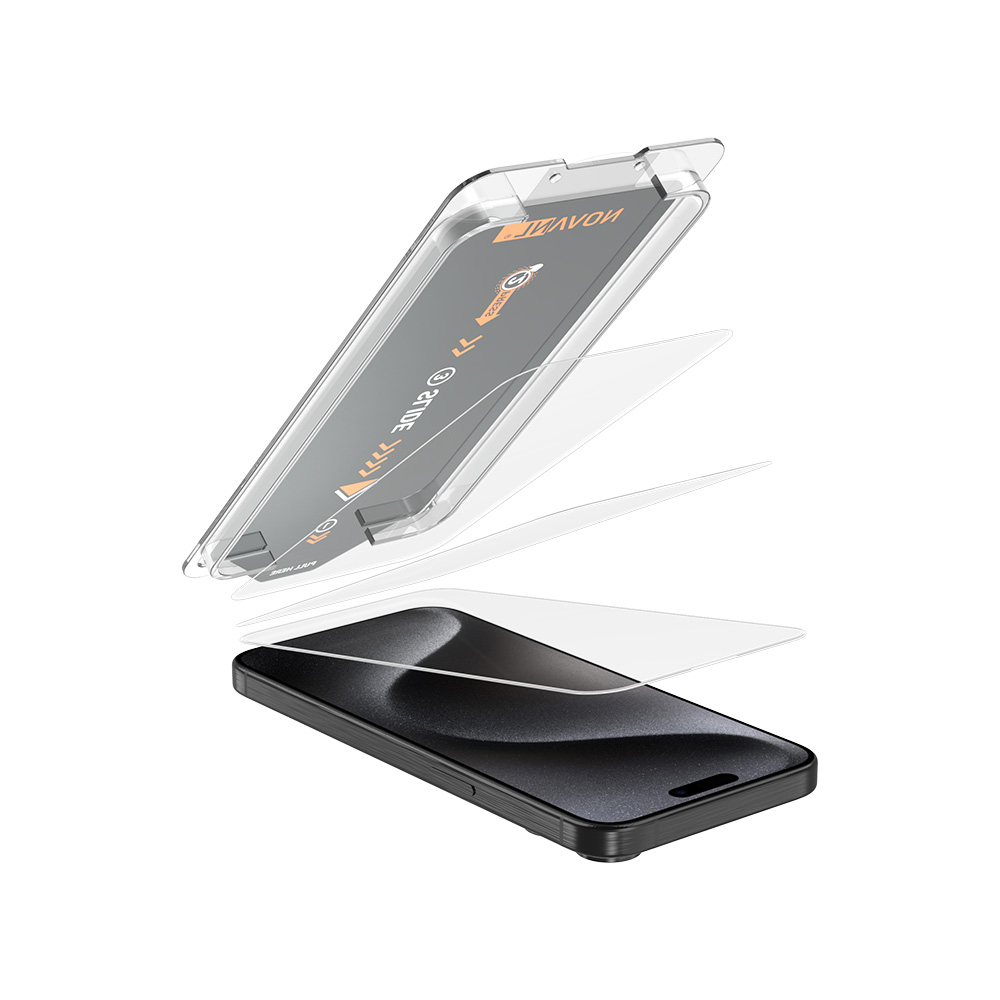 XO91YIJ16X iPhone 15 Pro Max Premium Schermbeschermer 3-in-1 met Applicator - Afbeelding 1