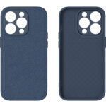 iPhone 14 Pro Max Premium Lederen Hardcase Donkerblauw - Afbeelding 3